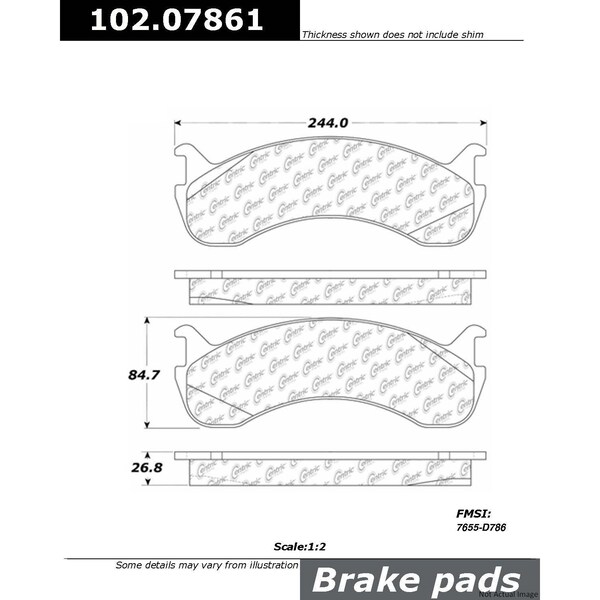 Centric Parts Metallic Brake Pad W/Shims, 102.07861 102.07861 - main